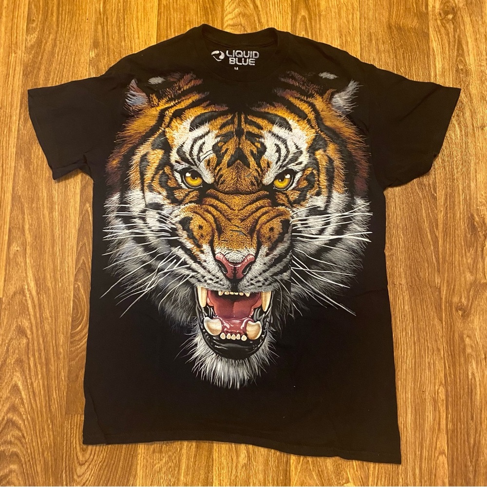 Liquid Blue Black Tiger Graphic Tee
